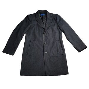 Egara Men's 38R Wool Blend Overcoat Charcoal Gray 3 Button‎ Topcoat Jacket